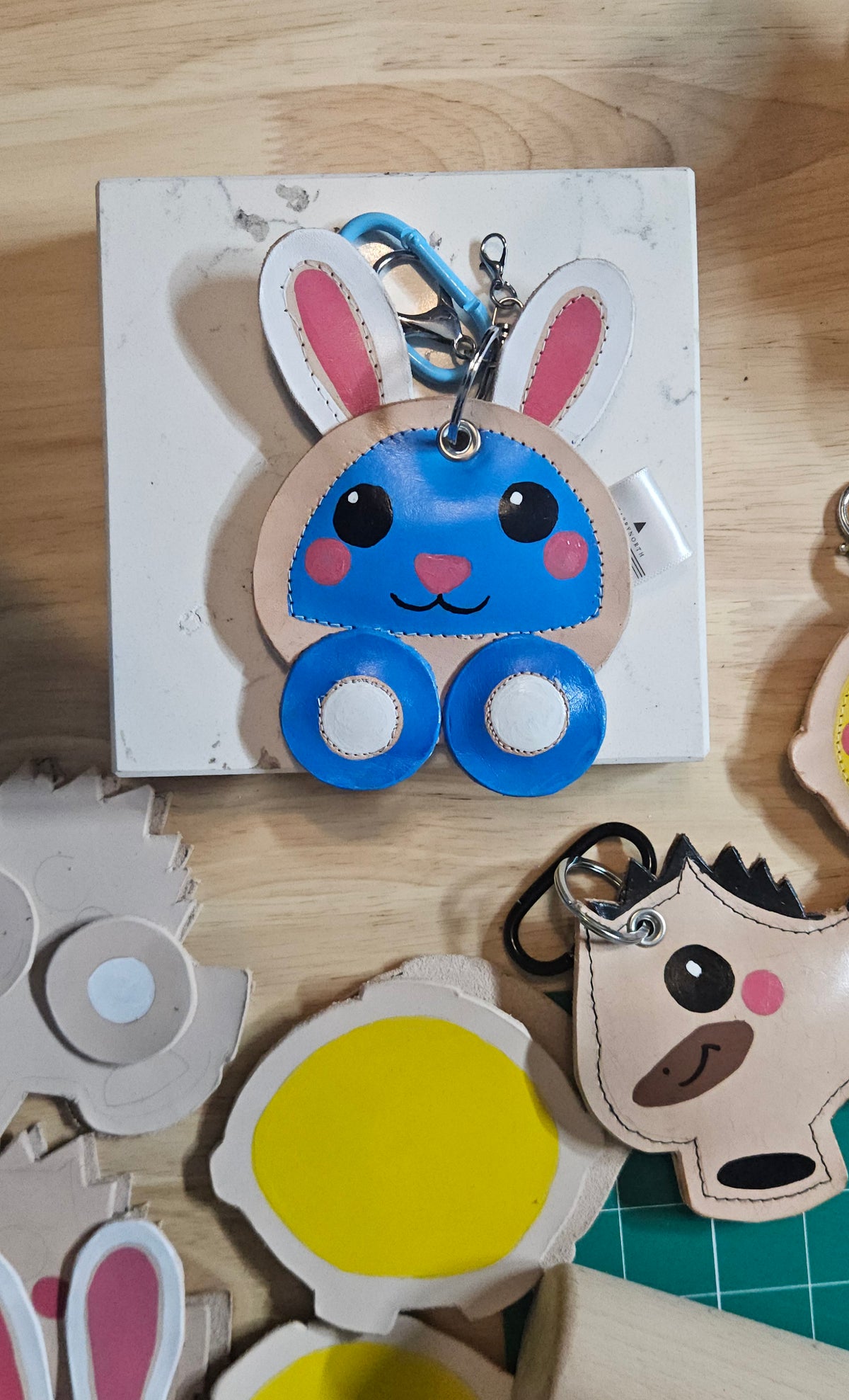 RabbitRose Leather Keychain